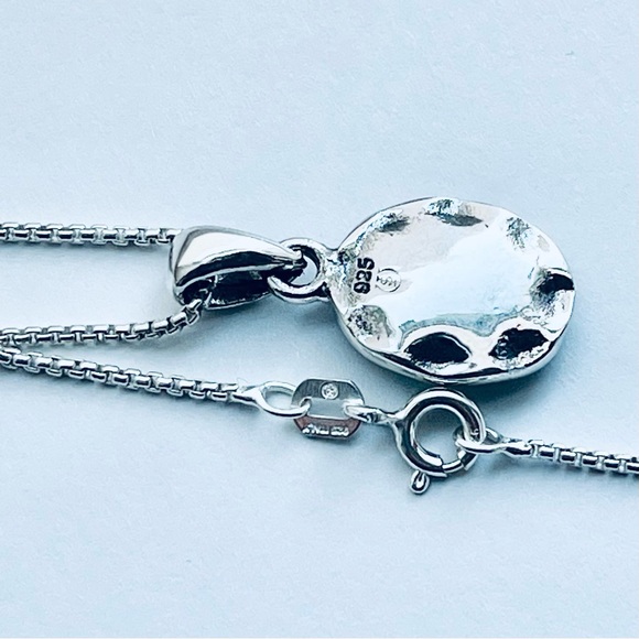 Sterling Silver Wavy White Lab Opal Necklace, October Birthstone Necklaces - Picture 10 of 11